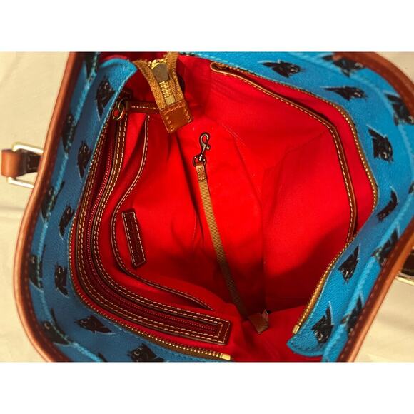 Dooney & Bourke Carolina Panther Blue Brown Leather Shoulder Tote Bag GS - Picture 7 of 10